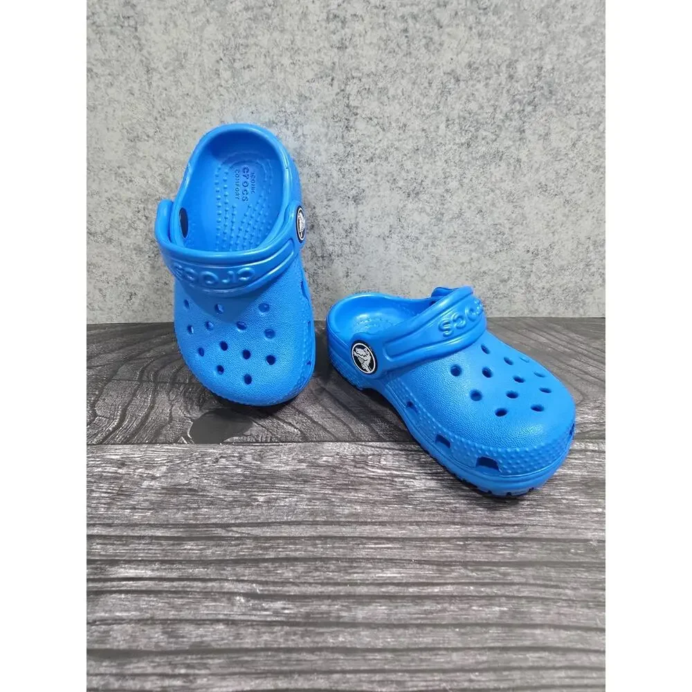 Crocs Classic Clog Unisex Kids Blue Slip-On Strap US C4 toddler FREE CHARM!